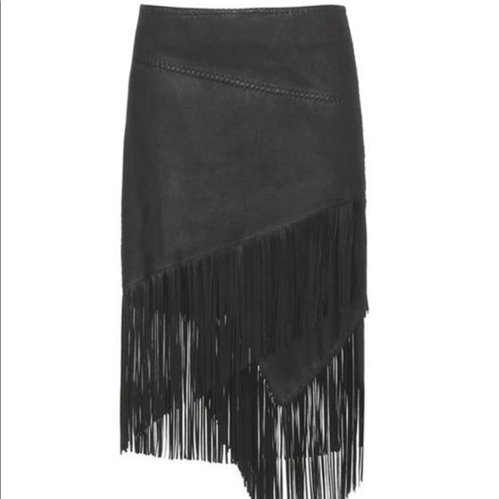 Polo Ralph Lauren leather fringe skirt